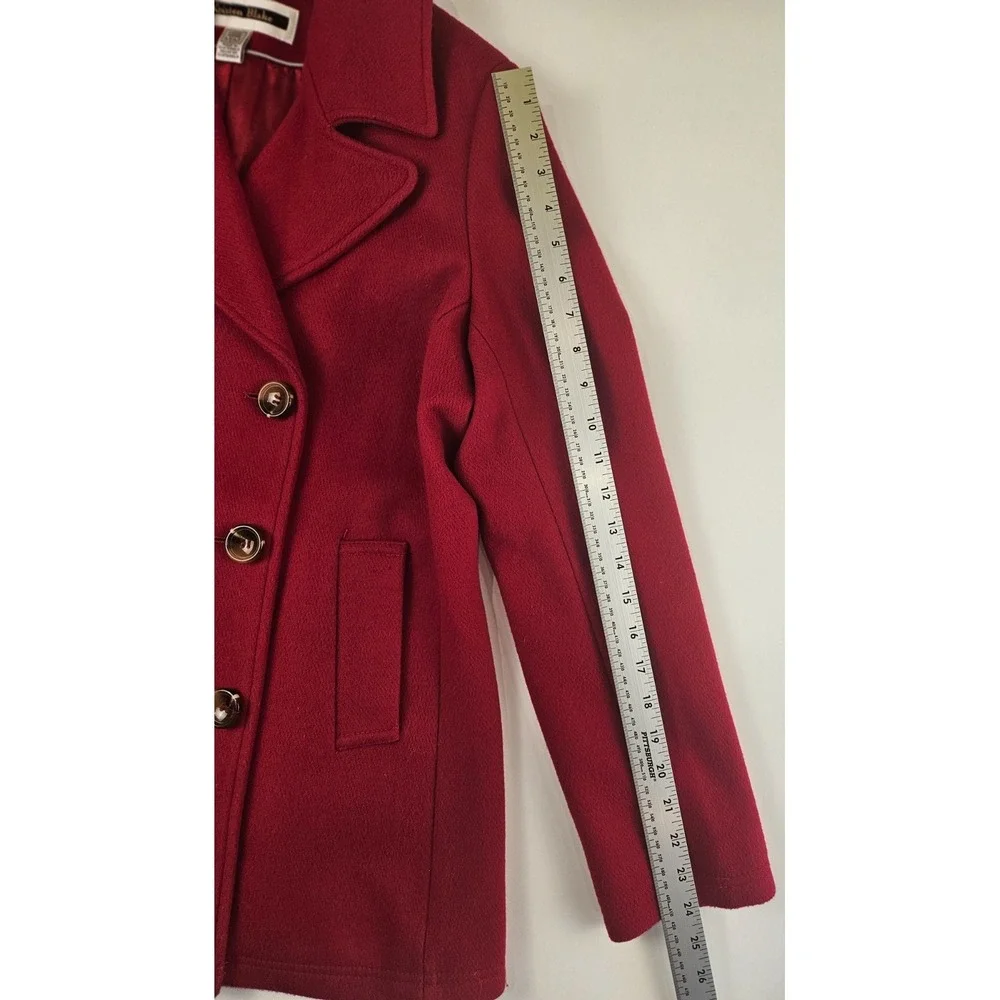 Kristen Blake Thick Wool Pea Coat Double‎ Breasted Red Tailored Women's